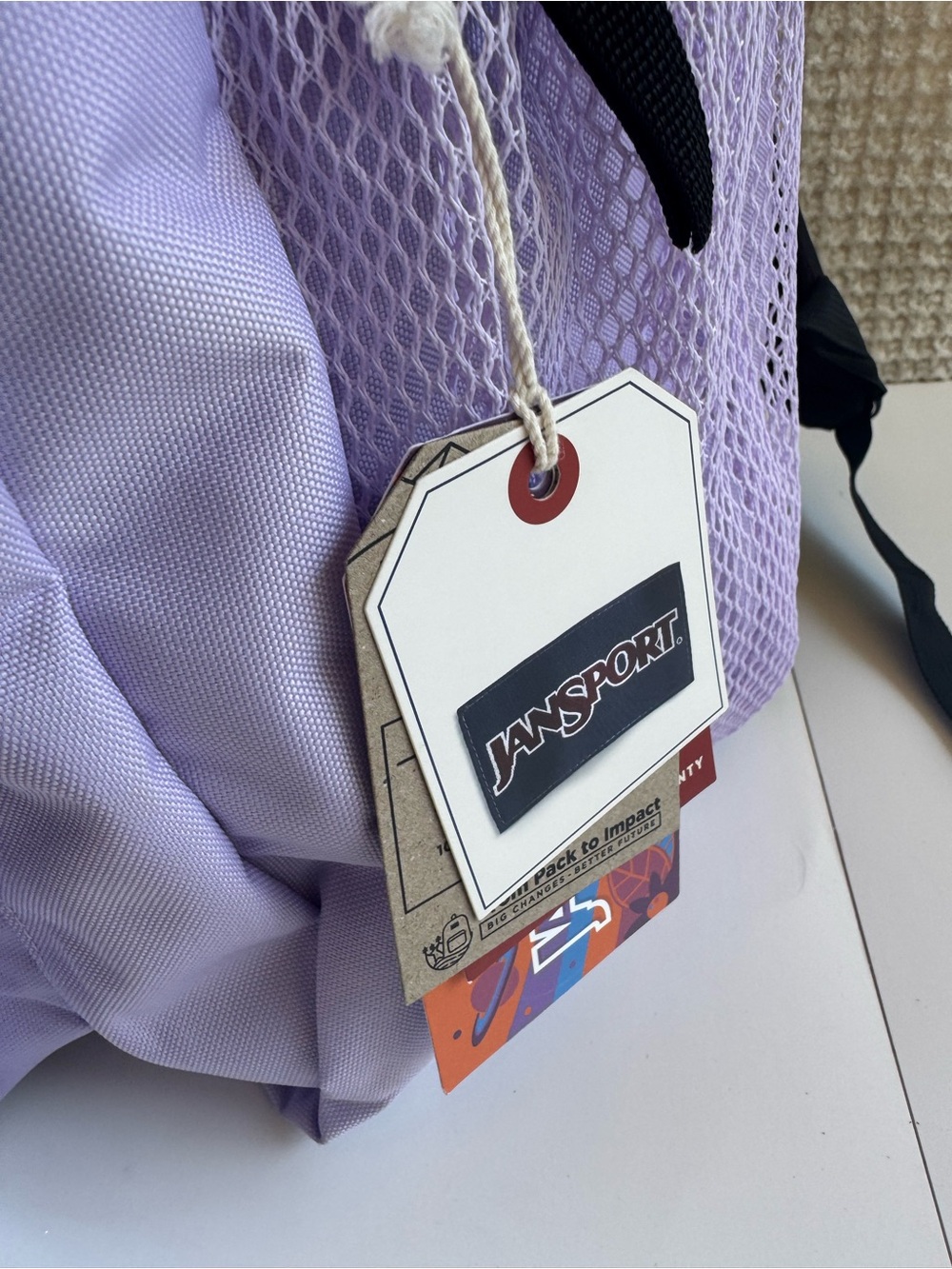 Jansport Lavender Backpack with Navy Logo - Picture 7 of 10